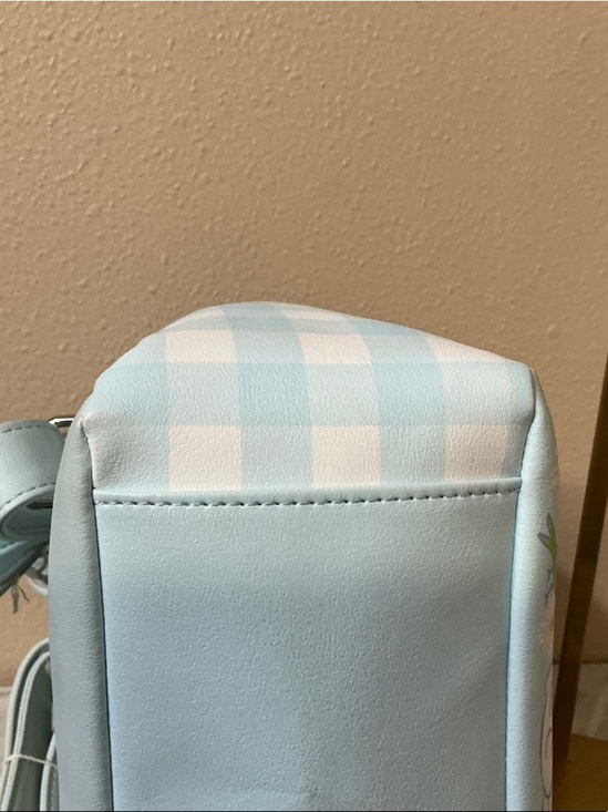 Loungefly Sanrio Cinnamoroll Daisy Gingham Slouch Mini Backpack.